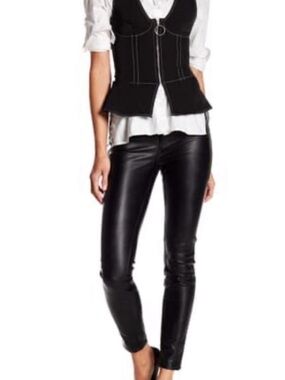 BlankNYC Black Denim Faux Vegan Leather High Waist Flattering Skinny Pants NWT